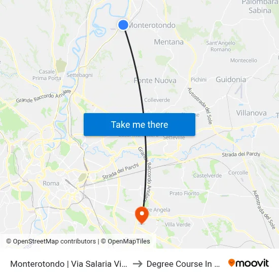 Monterotondo | Via Salaria Via Marmolada to Pharmacy Degree Course map