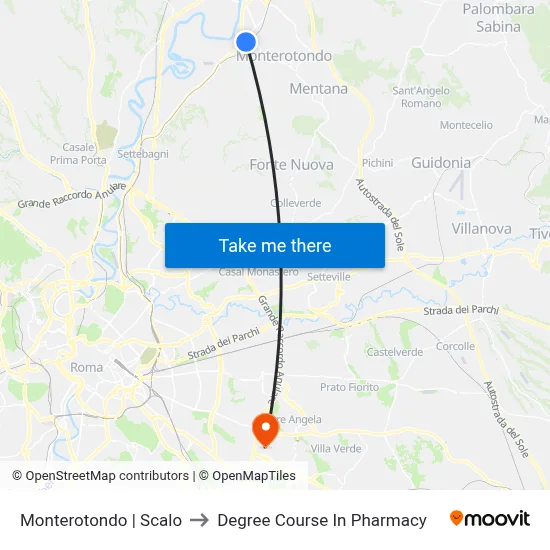 Monterotondo | Station to Pharmacy Degree Course map