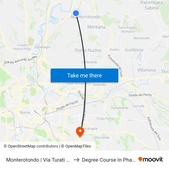 Monterotondo | Turati Street Iotti Street to Pharmacy Degree Course map