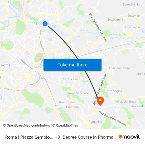 Rome | Sempione Square to Pharmacy Degree Course map