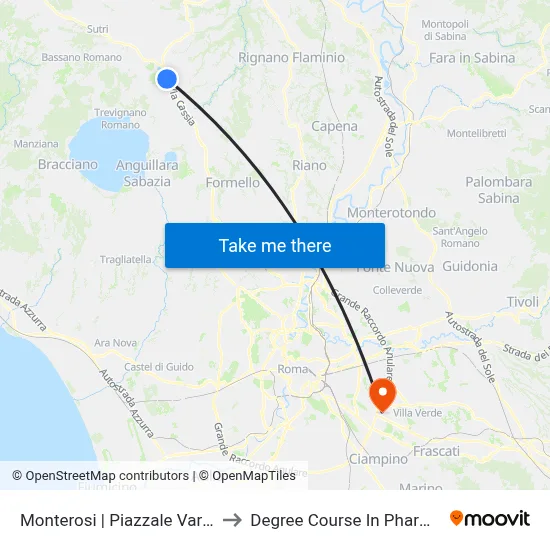 Monterosi | Piazzale Varisco to Pharmacy Degree Course map