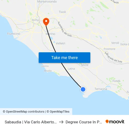 Carlo Alberto Road Teano Road - Sabaudia to Pharmacy Degree Course map