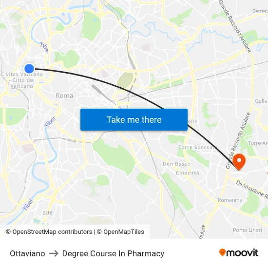 Ottaviano to Pharmacy Degree Course map