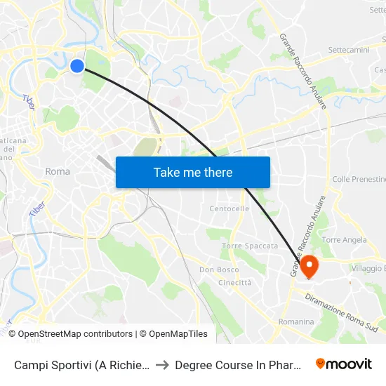 Sports Fields (On Request) to Pharmacy Degree Course map