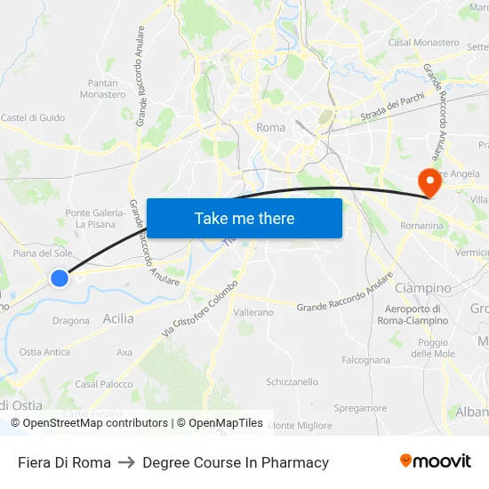Rome Fair to Pharmacy Degree Course map