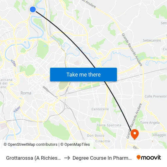 Grottarossa (On Request) to Pharmacy Degree Course map