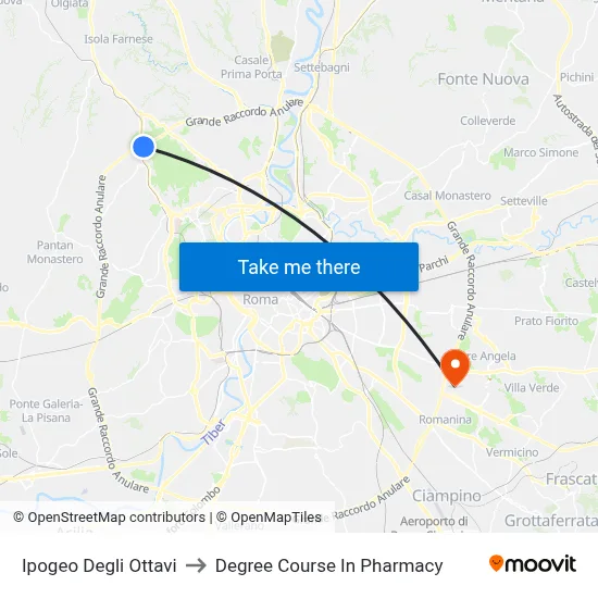 Ipogeo Degli Ottavi to Pharmacy Degree Course map