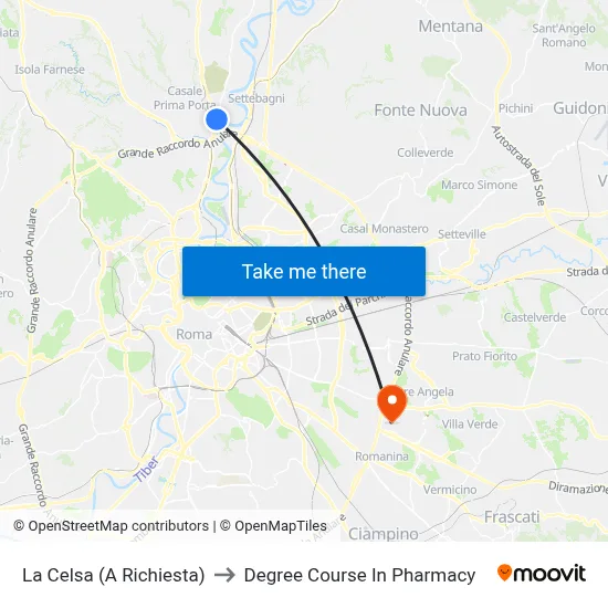 La Celsa (On Request) to Pharmacy Degree Course map
