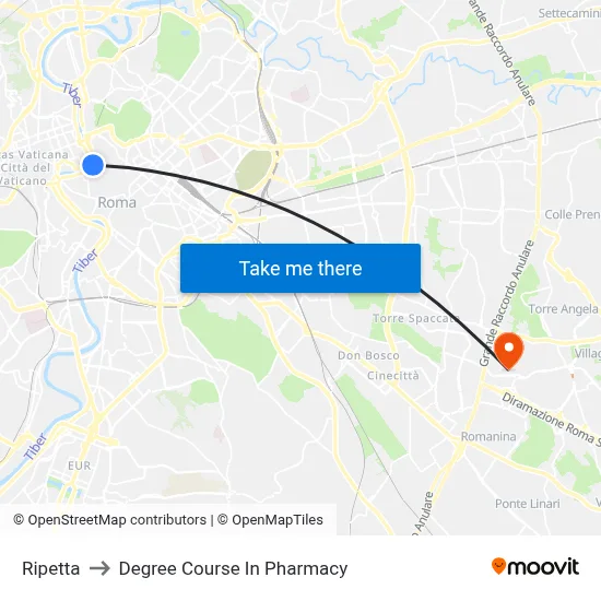 Ripetta to Pharmacy Degree Course map