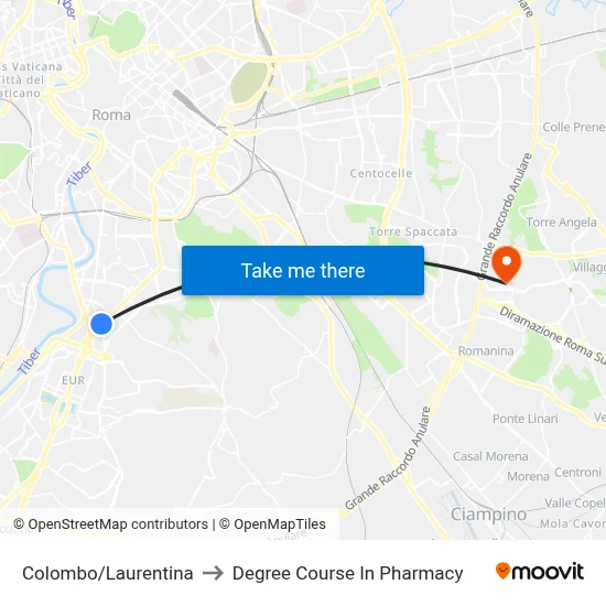 Colombo/Laurentina to Pharmacy Degree Course map