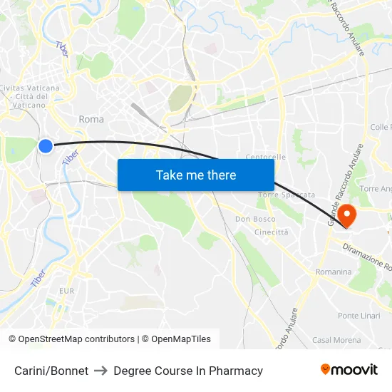 Carini/Bonnet to Pharmacy Degree Course map