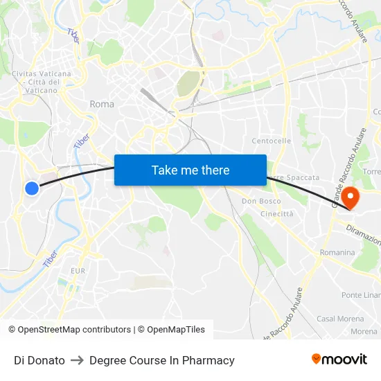 Di Donato to Pharmacy Degree Course map
