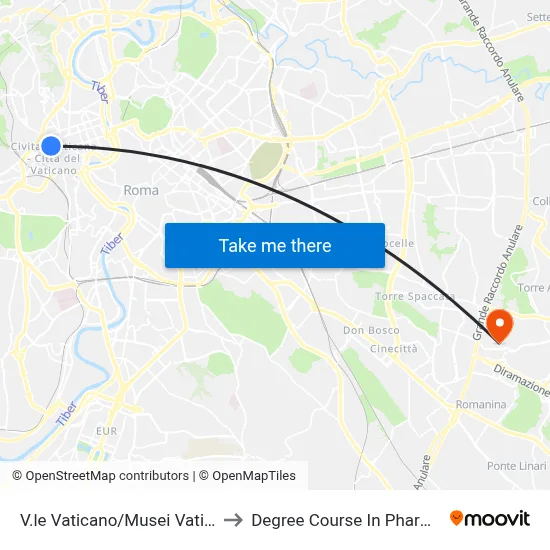 Vatican Avenue/Vatican Museums to Pharmacy Degree Course map