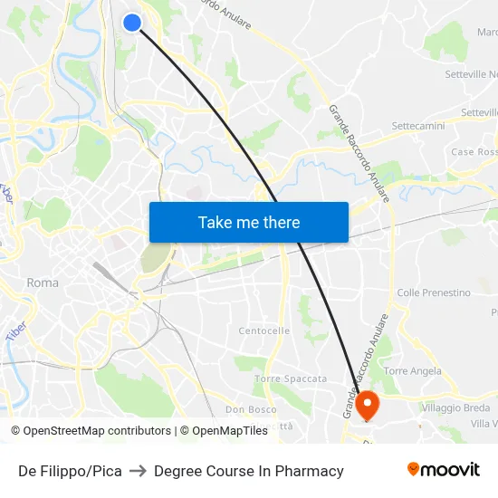 De Filippo/Pica to Pharmacy Degree Course map