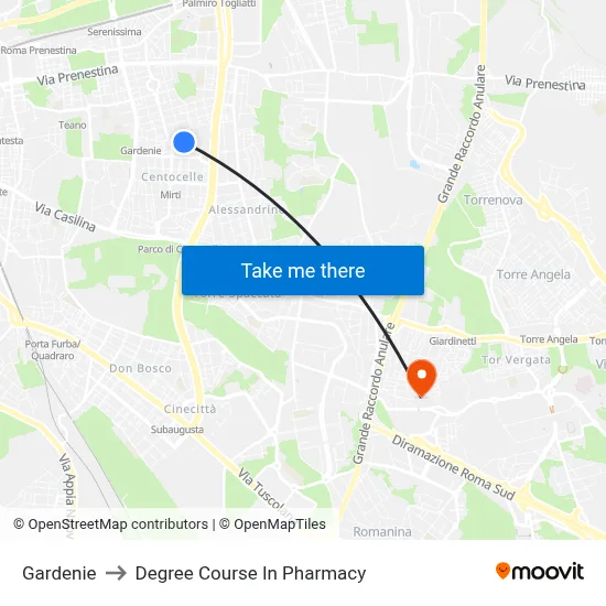 Gardenie to Pharmacy Degree Course map
