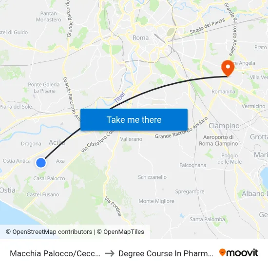 Macchia Palocco/Cecconi to Pharmacy Degree Course map