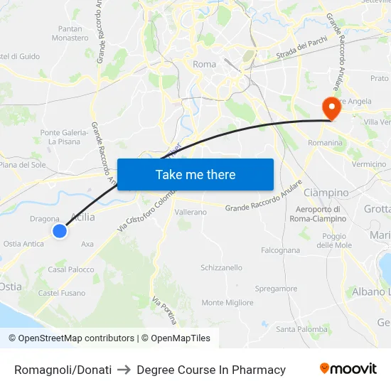 Romagnoli/Donati to Pharmacy Degree Course map