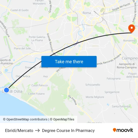 Ebridi/Market to Pharmacy Degree Course map
