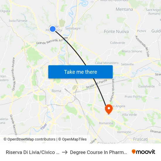 Livia Reserve/Number 93 to Pharmacy Degree Course map