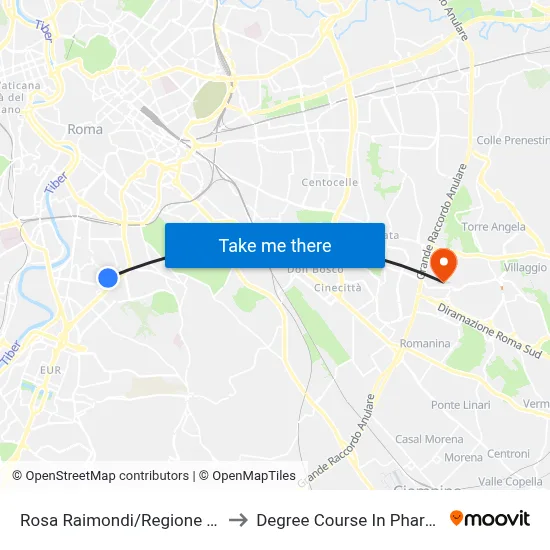 Rosa Raimondi/Lazio Region to Pharmacy Degree Course map