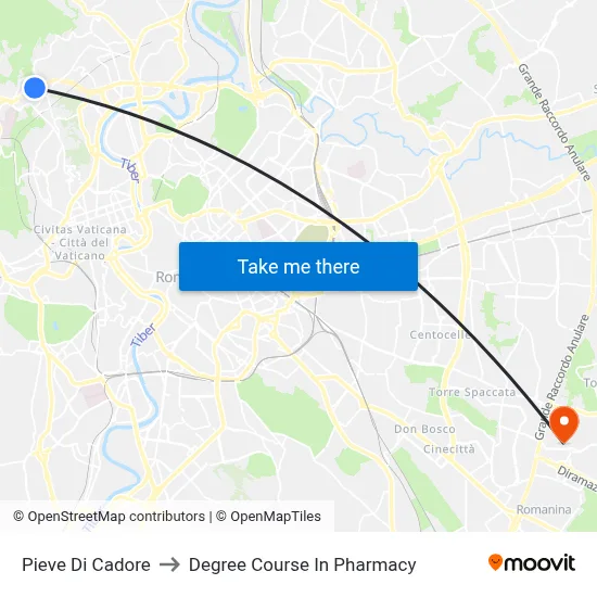 Pieve Di Cadore to Pharmacy Degree Course map