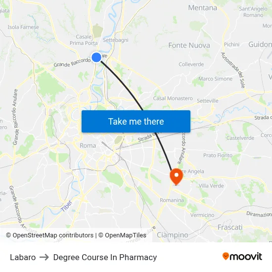 Labaro to Pharmacy Degree Course map