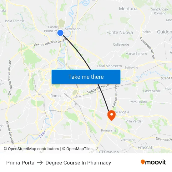 Prima Porta to Pharmacy Degree Course map