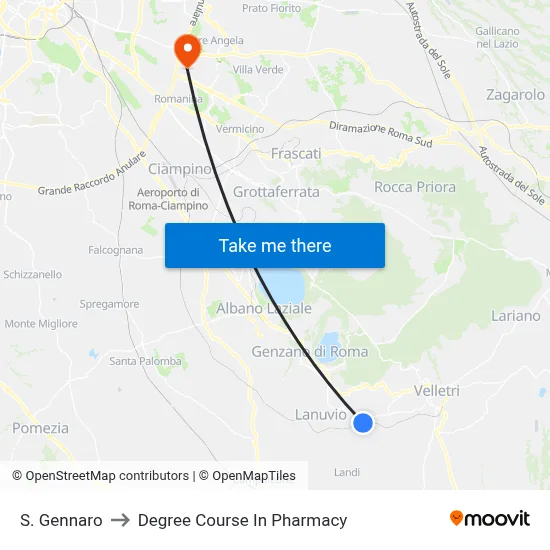 St. Gennaro to Pharmacy Degree Course map
