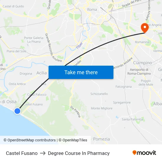 Castel Fusano to Pharmacy Degree Course map