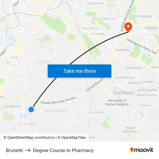 Brunetti to Pharmacy Degree Course map