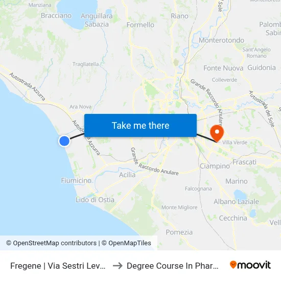 Fregene | Sestri Levante Road to Pharmacy Degree Course map