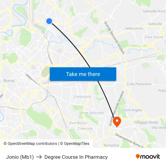 Jonio (Metro Line 1) to Pharmacy Degree Course map