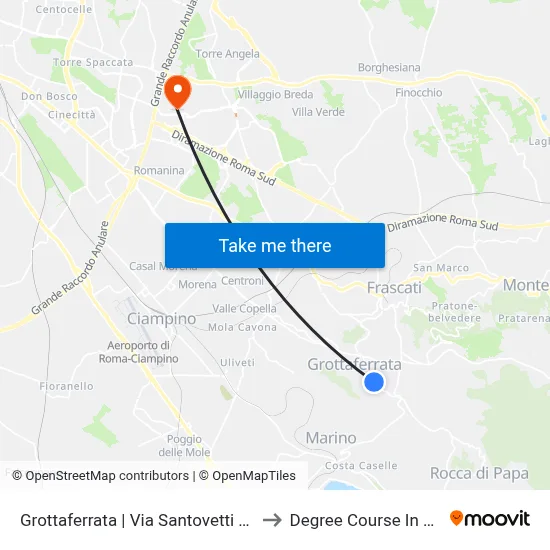 Grottaferrata | Santovetti Street (Sacred Heart) to Pharmacy Degree Course map