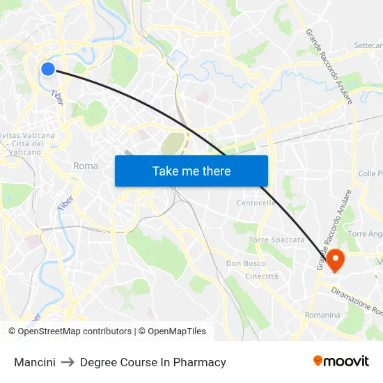 Mancini to Pharmacy Degree Course map