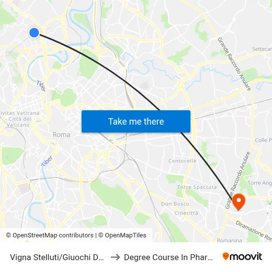Vigna Stelluti/Delphic Games to Pharmacy Degree Course map
