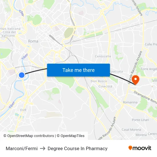 Marconi/Fermi to Pharmacy Degree Course map