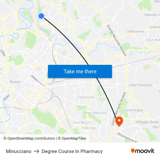 Minucciano to Pharmacy Degree Course map