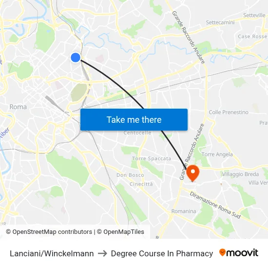 Lanciani/Winckelmann to Pharmacy Degree Course map