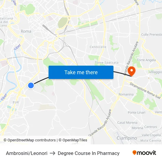 Ambrosini/Leonori to Pharmacy Degree Course map