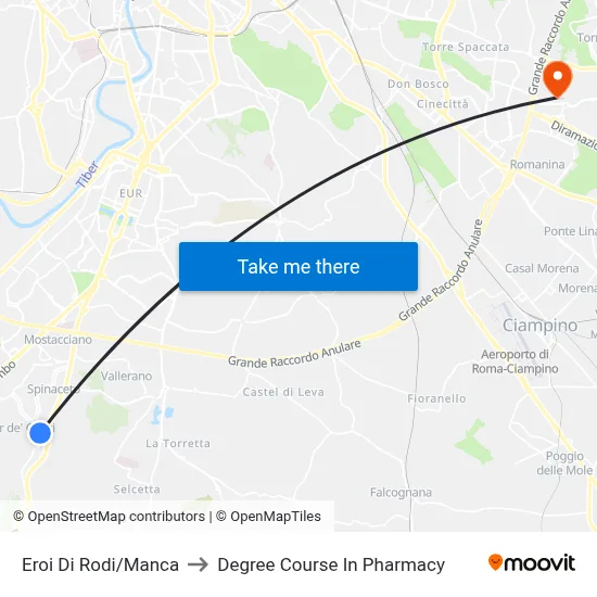 Eroi Di Rodi/Manca to Pharmacy Degree Course map