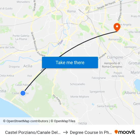 Castel Porziano/Canale Della Lingua to Pharmacy Degree Course map