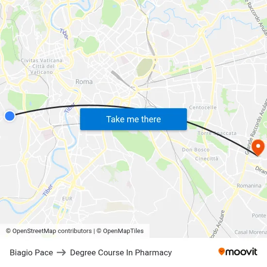 Biagio Pace to Pharmacy Degree Course map