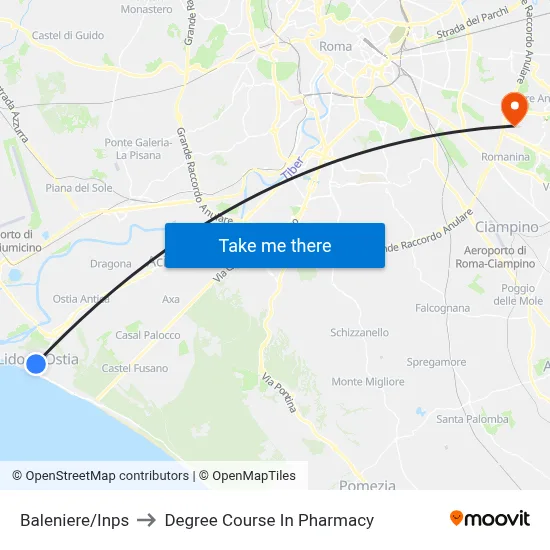Baleniere/INPS to Pharmacy Degree Course map