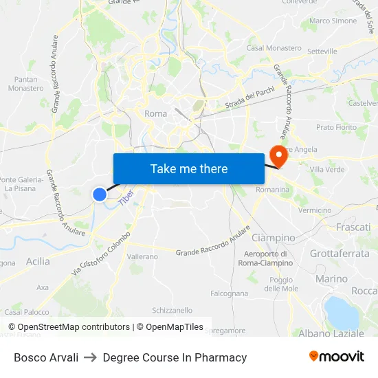 Bosco Arvali to Pharmacy Degree Course map