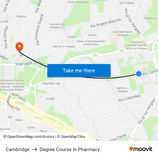 Cambridge to Pharmacy Degree Course map