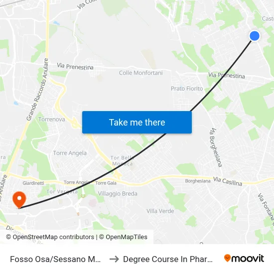 Fosso Osa/Sessano Molise to Pharmacy Degree Course map