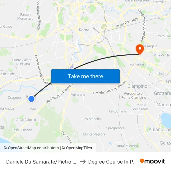 Daniele Da Samarate/Pietro Da Mazzara to Pharmacy Degree Course map