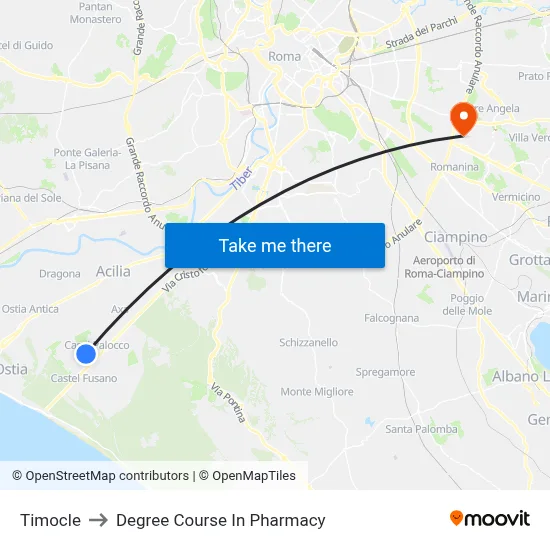 Timocle to Pharmacy Degree Course map