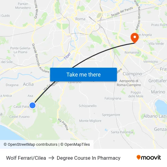 Wolf Ferrari/Cilea to Pharmacy Degree Course map