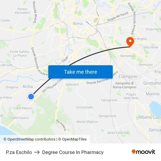 Eschilo Square to Pharmacy Degree Course map